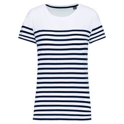 T-shirt femme Marini&egrave;re bio K3034 WHITE/NAVY STRIPES POITIERS