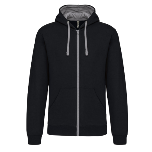 Sweat-shirt zipp&eacute; capuche contrast&eacute;e